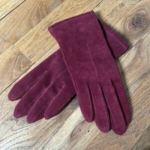 Fownes Burgundy Leather Driving Gloves Suede Stitching size 7